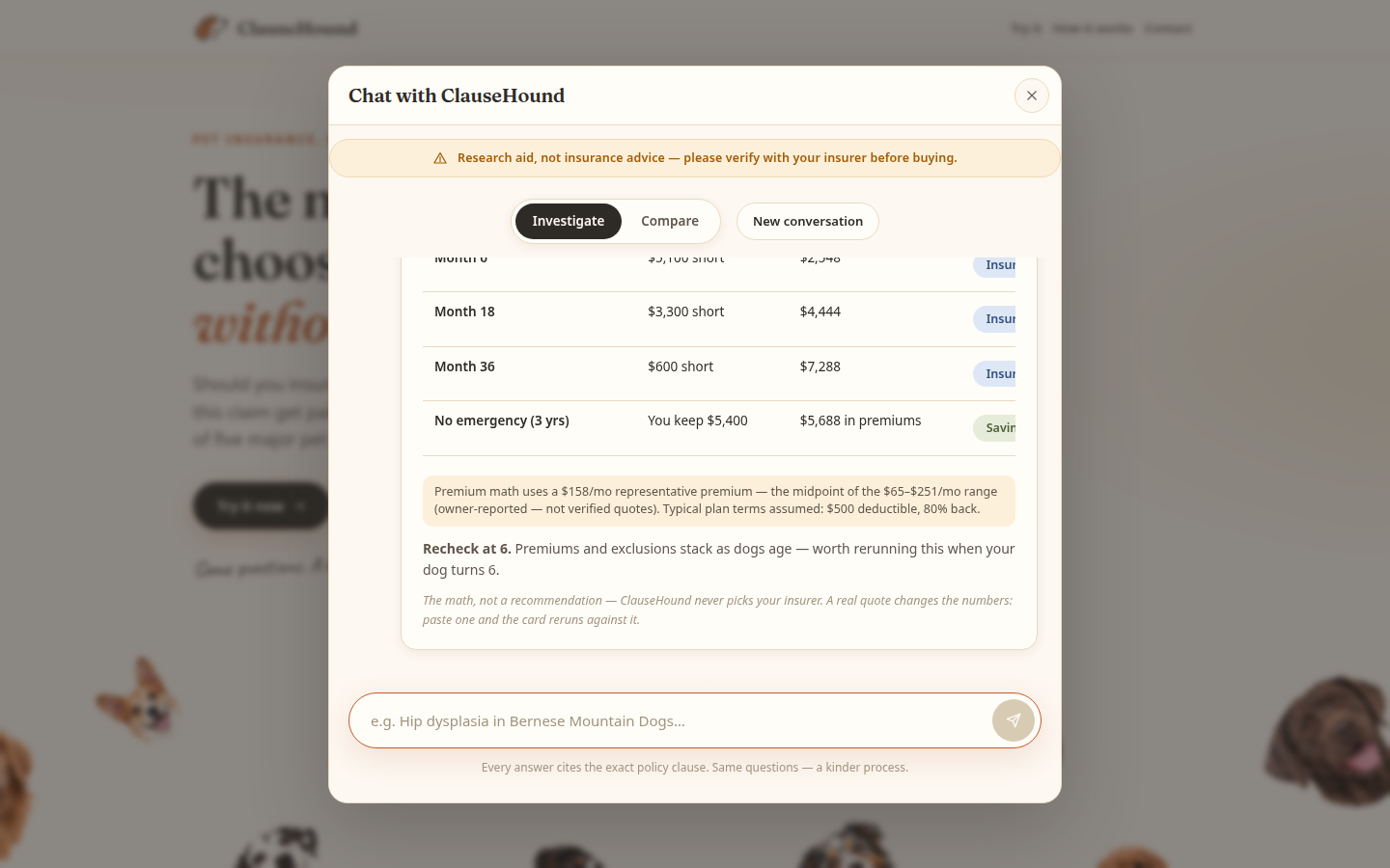 Deterministic cost card with month-by-month scenarios